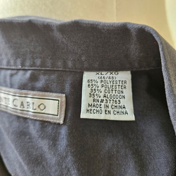 Vintage 90s Monte Carlo Navy Blue Guayabera Mens Casual Beach Summer Shirt XL - Picture 6 of 6